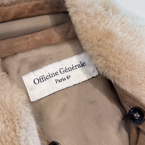 Officine Generale Brown Bomber Jacket with Cream Collar - Picture 7 of 13